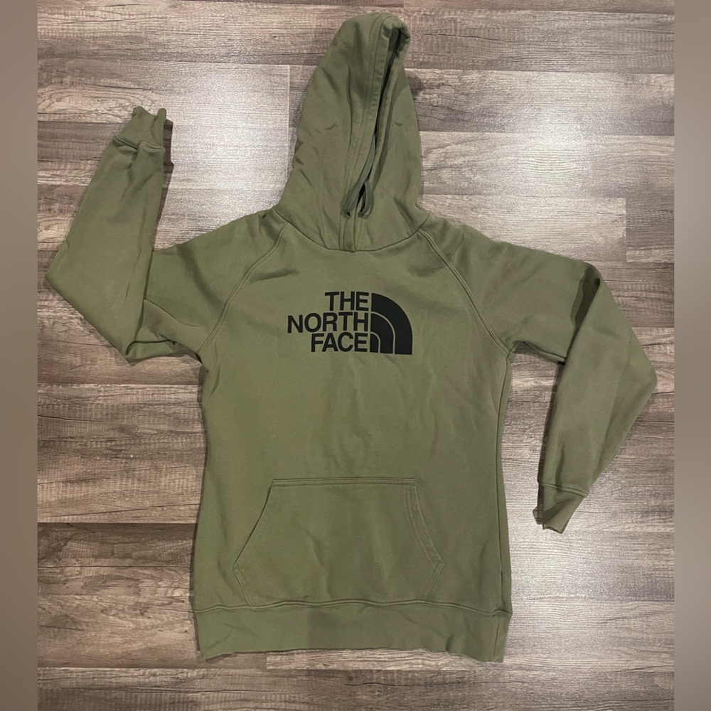 Olive green north face hoodie